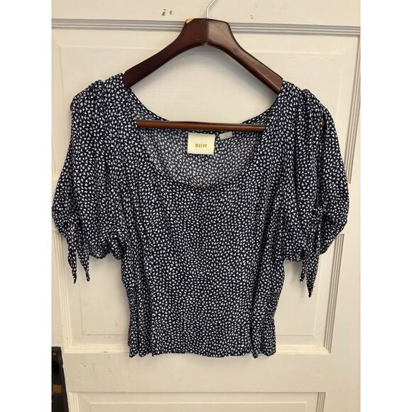 Maeve Blue and White Patterned Blouse - Picture 1 of 5